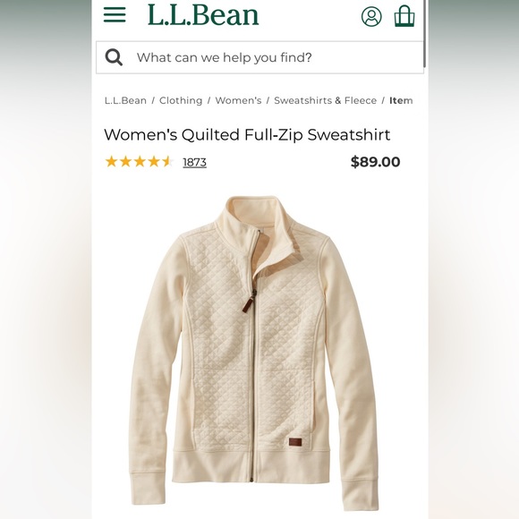 L.L. Bean Full Zip Quilted Sweatshirt - Picture 5 of 5